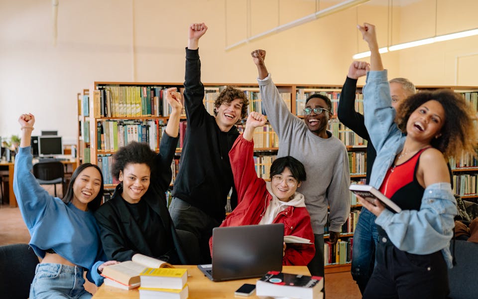 Diverse students on graduation day