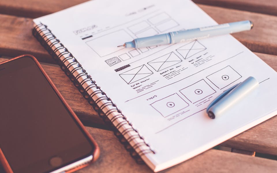 Website analytics and design on laptop